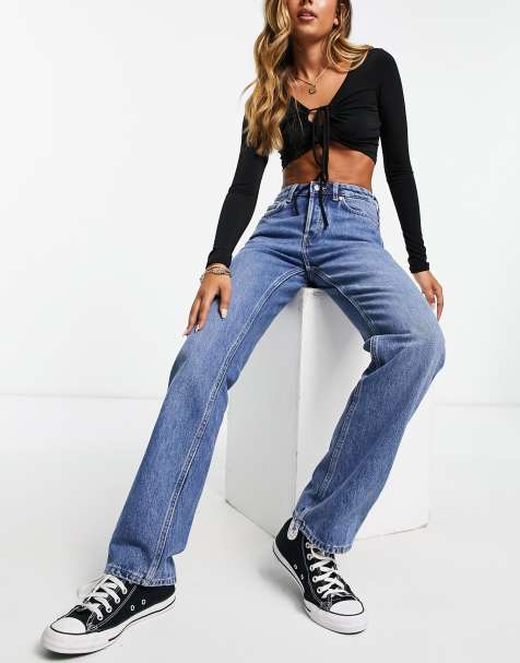 Weekday Pin mid rise straight leg jean in harper blue - view 1