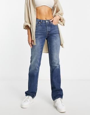 Weekday Ample low rise loose fit straigt leg jeans in novel blue