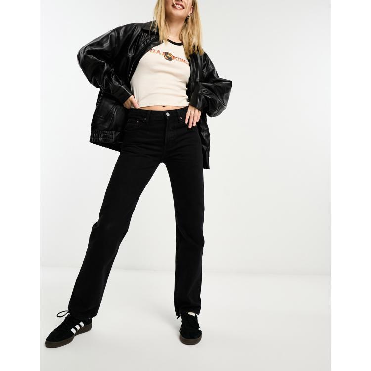 Bershka faux leather dad jacket in black