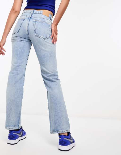 Weekday Pin mid waist regular fit straight leg jeans in blue delight