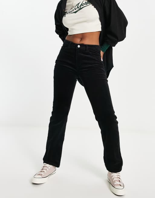 Weekday Pin straight leg cord pants in black ASOS