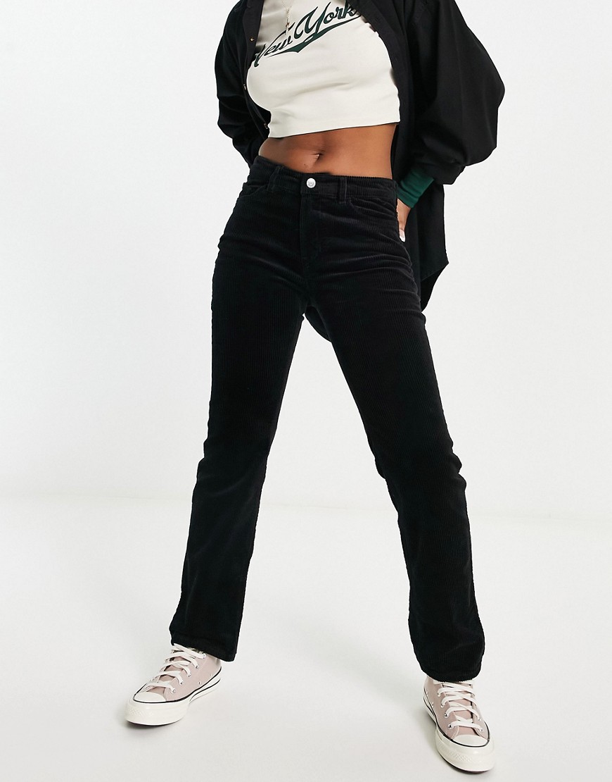 Weekday Pin straight leg cord trousers in black