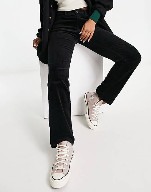 Weekday Pin straight leg corduroy pants in black | ASOS