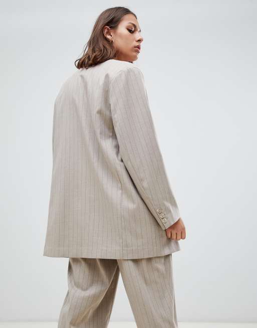 Beige on sale striped blazer