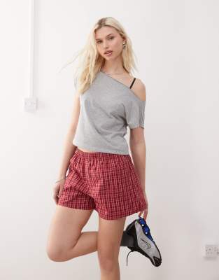 Weekday Plaid Shorts In Red