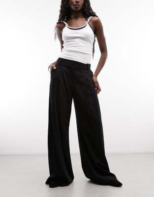 Weekday Pleated Wide Leg Pants In Black