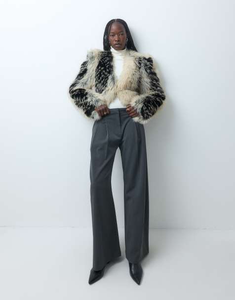 Weekday pleated wide leg trousers in dark grey melange - view 1