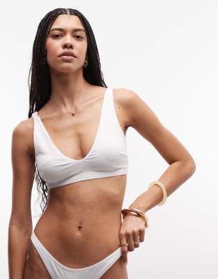 Weekday Plunge Bikini Top Co-ord In White
