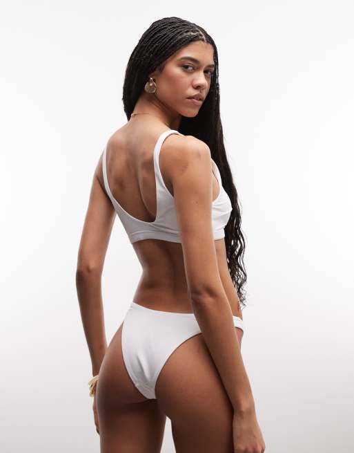 Weekday plunge bikini top co-ord in off white, 4 of 4