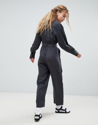 grey utility jumpsuit
