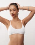 [Weekday] Weekday pointelle scooped bra in white XS White