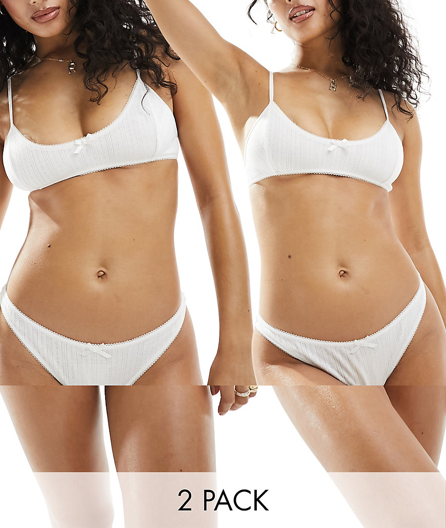 Weekday pointelle thong 2-pack in white