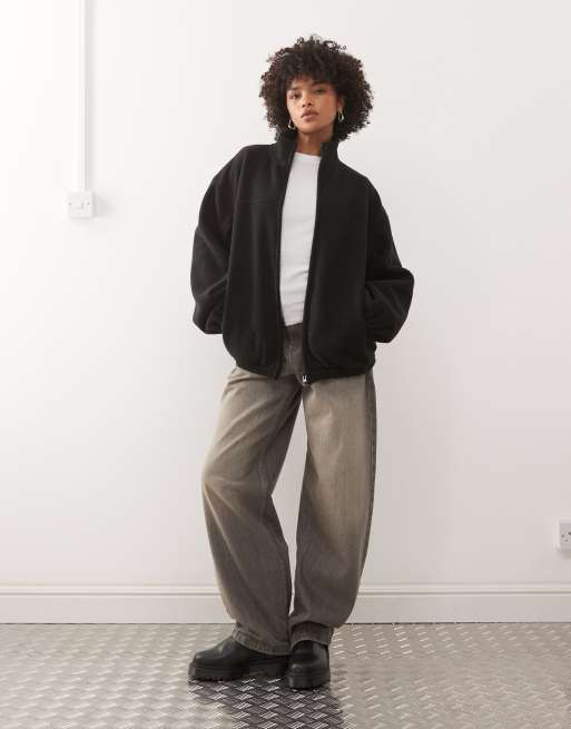 Weekday - Polaire oversize zippée en imitation peau de mouton - Noir, 2 de 4