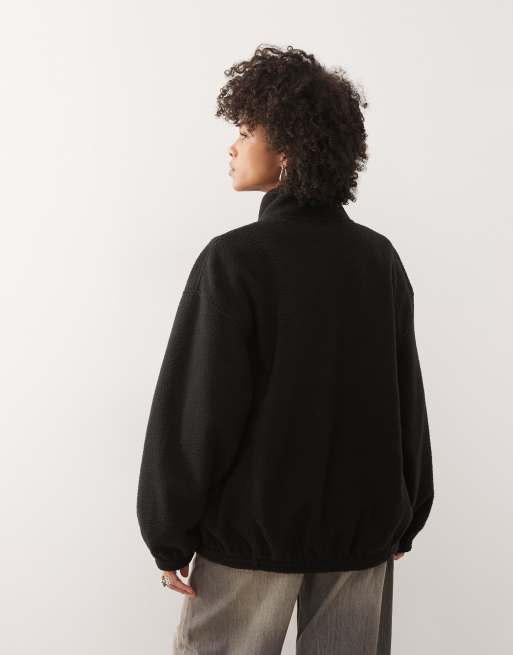 Weekday - Polaire oversize zippée en imitation peau de mouton - Noir, 3 de 4