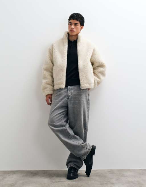 Weekday polaire oversized à col montant zippé intégral beige, 2 de 5