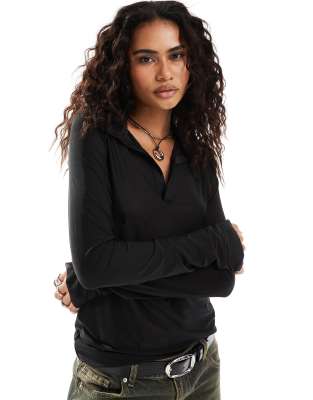 Chemise texturée à manches longues - Noir transparent - FEMME | H&M FR