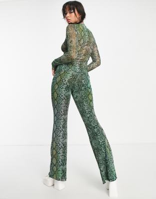 スカート Hashtag DDD Simple Thin Solid Color Green Petal Flared Pants Sade-panel-pleated-wide-leg-