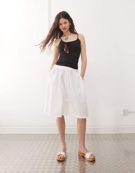 Weekday poplin midi skirt in white