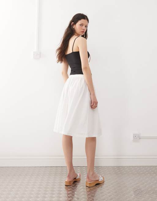 Weekday poplin midi skirt in white