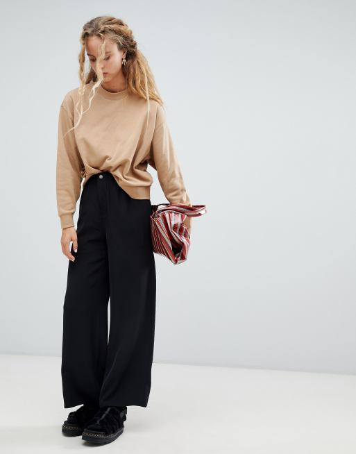 Wide leg popper outlet trousers