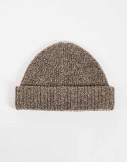 Weekday premium chunky wool blend beanie in dark mole melange, 3 of 3