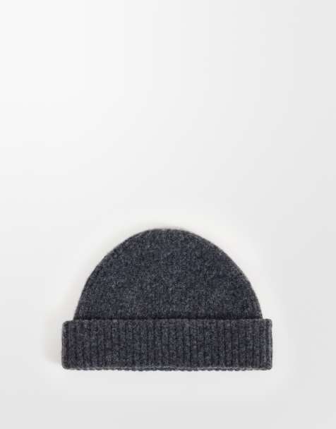 Weekday premium chunky wool blend beanie in off-black melange - view 1
