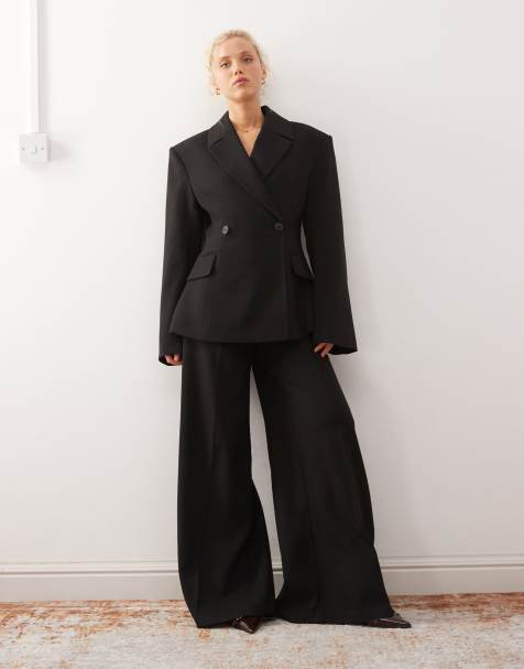 Weekday premium co-ord flared tailored trousers and blazer in black - view 1