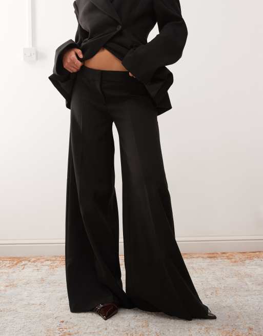 Weekday premium co-ord flared tailored trousers with front pleats in black, 2 of 5