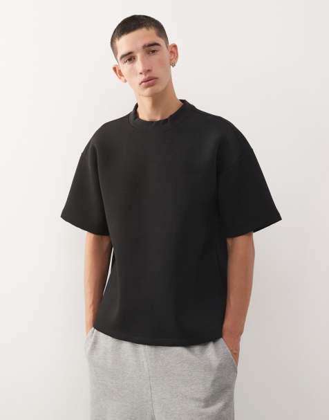 Weekday premium scuba boxy fit t-shirt in black