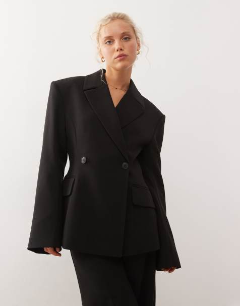 Weekday premium double breasted blazer in black - part of a set - view 1