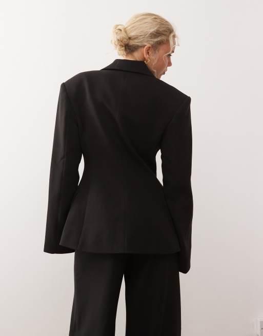 Weekday - Premium - Double breasted blazer in zwart, deel van co-ord set, 3 van 4