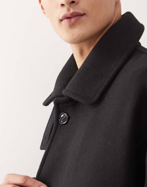 Weekday premium funnel neck wool coat in black | ASOS
