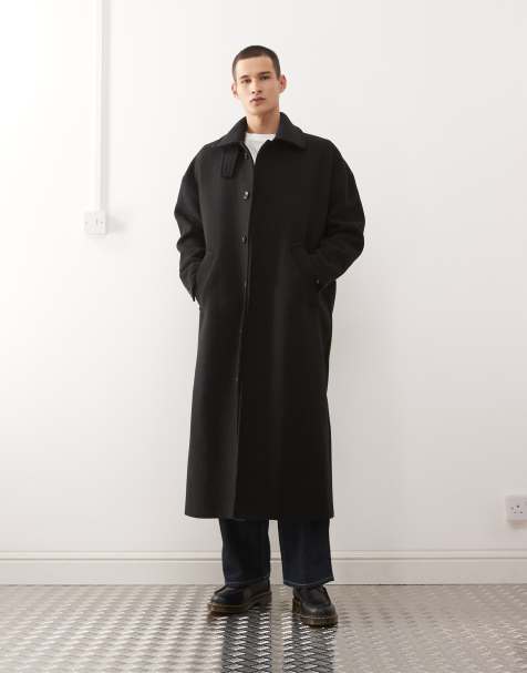 Weekday premium funnel neck wool look coat in black - view 1