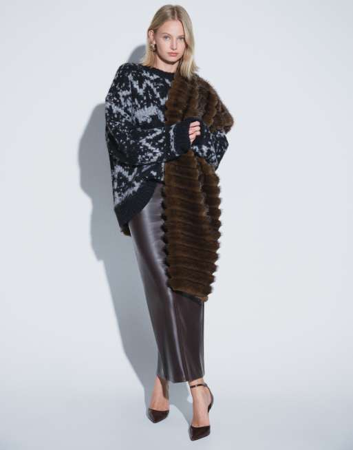 Weekday - Premium oversized Fair Isle trui van wolmix in gemêleerd grijs en zwart, 3 van 4