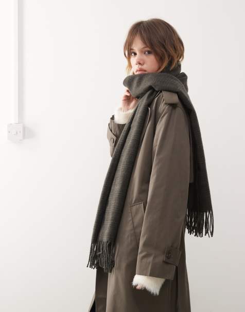 Weekday premium oversized scarf in grey check - view 1