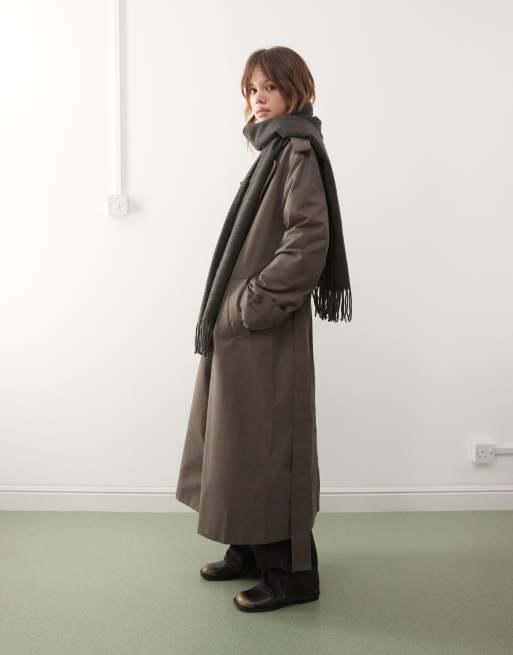 Weekday premium oversized scarf in grey check, 3 of 3