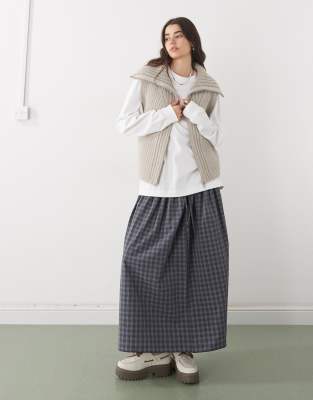 Weekday Premium Wool Blend Chunky Knit Zip Up Vest In Gray