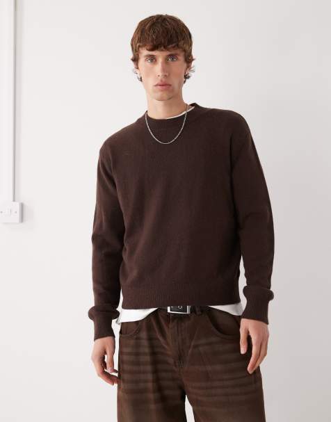 Weekday premium wool blend jumper in brown - view 1