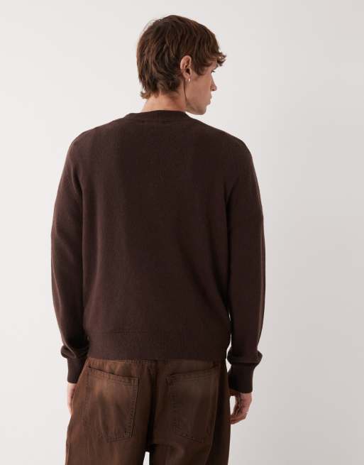 Weekday premium wool blend jumper in brown, 3 of 5
