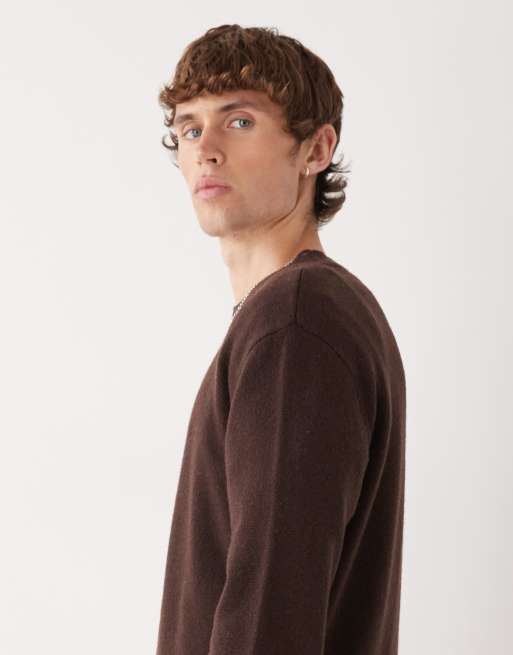 Weekday premium wool blend jumper in brown, 5 of 5