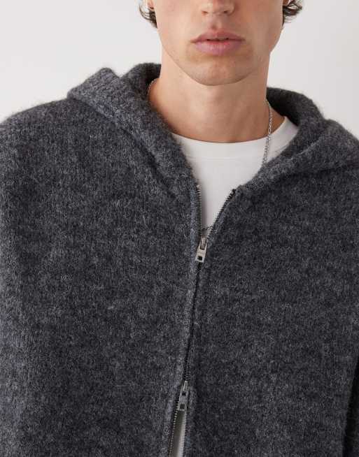 Weekday premium wool blend knit hoodie in heather gray