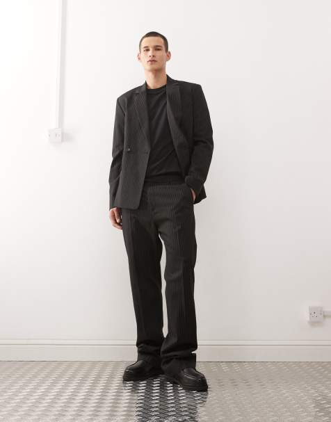 Weekday premium wool blend pants in black pinstripe (part of a set) - view 1