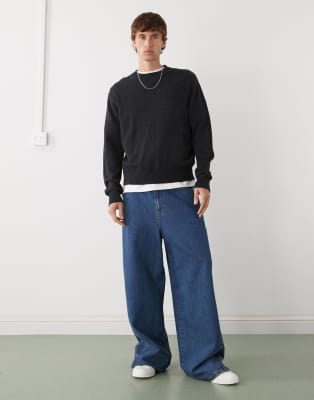 Weekday Premium Wool Blend Sweater In Black