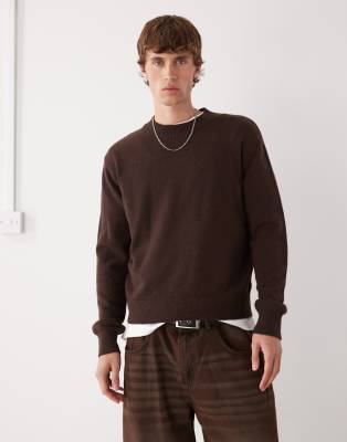 Weekday Premium Wool Blend Sweater In Brown