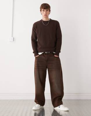 Weekday Premium Wool Blend Sweater In Brown
