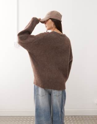 Weekday Premium Wool & Mohair Blend Sweater In Brown