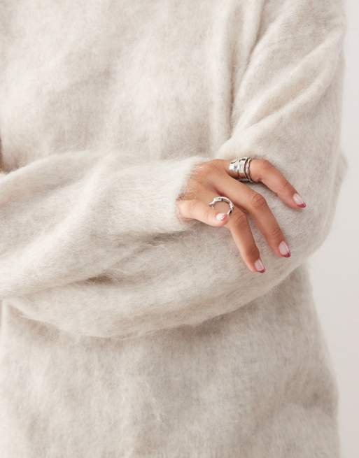 Weekday premium wool & mohair blend sweater in light beige melange