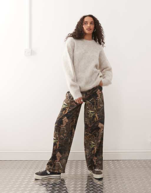 Weekday premium wool & mohair blend sweater in light beige melange