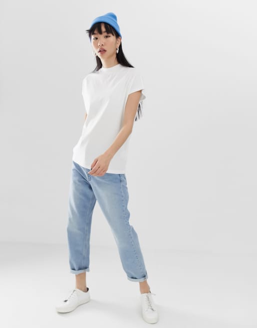 Weekday Prime cotton t-shirt in white - WHITE, 4 of 4