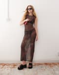 [Weekday] Weekday printed mesh maxi dress in black XS Black